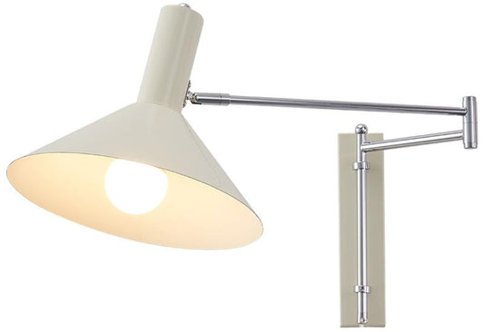Swing Arm Wall Sconce Plug in Cord Reading Light Wall Mounted Mid Century Modern Lighting Fixture White Chrome Long Adjustable Arm Wall Lamp for Bedroom Bedside Headboard Living Room - color: Without Plug in