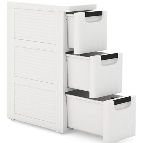 This Slim Bathroom Storage Cabinet with Wheels 3 Drawer Narrow Rolling Cart for Bathroom Kitchen Living Room and Office Space Saving (1.37x0.62x1.85 ft) - size: 1.37x0.62x1.85 ft(3 Drawer)