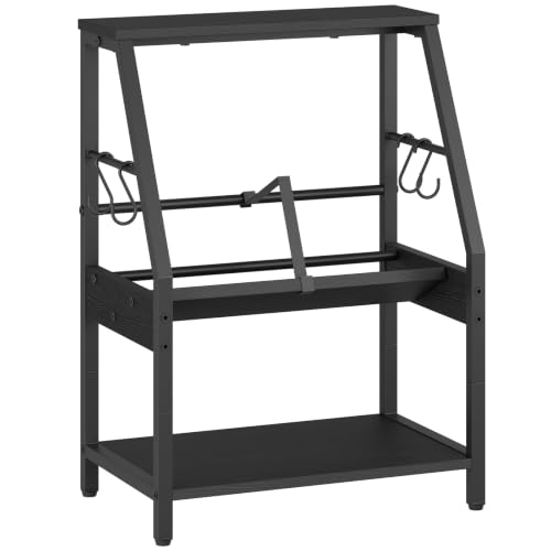 HOOBRO Desktop Bookshelf, 3-Tier Desk Organizer Shelf, Small Office Shelves - color: Black