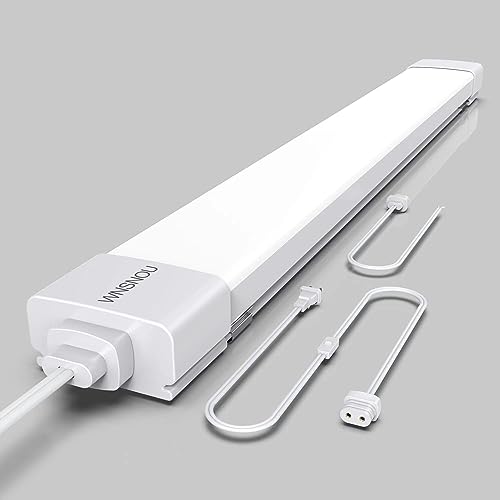 LED Tube Light Fixture with Plug, 2FT 2000LM 5000K Utility Shop, Linkable Cabinet for Garage, Kitchen, Bathroom, Closet, Office - 2Ft, Triproof, White - size: 2FT-1PCS