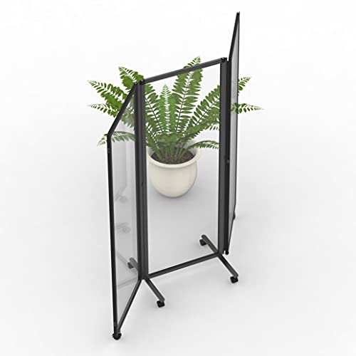 Stand Up Desk Store ReFocus Three-Panel Trifold Acrylic Room Divider Partition Privacy Screen (Clear Acrylic, 71" x 65") - color: Clear Acrylic