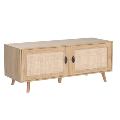 PHI VILLA Rattan Cabinet - TV Stand/Storage Cabinet with Doors, Console Table - color: Rattan-new