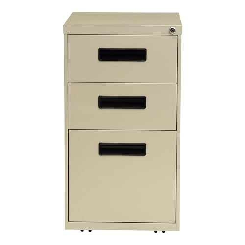 Alera PA53-2820PY Three-Drawer Metal Pedestal File 16w x 19-1/2d x 28-1/2h Putty