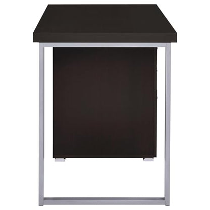 Coaster Home Furnishings Brennan Modern Contemporary Home Office 3-Drawer Writing Desk with Drawers Computer Desk Study Table File Cabinet Storage Silver Metal Frame Cappuccino Brown 800519 - color: Cappuccino