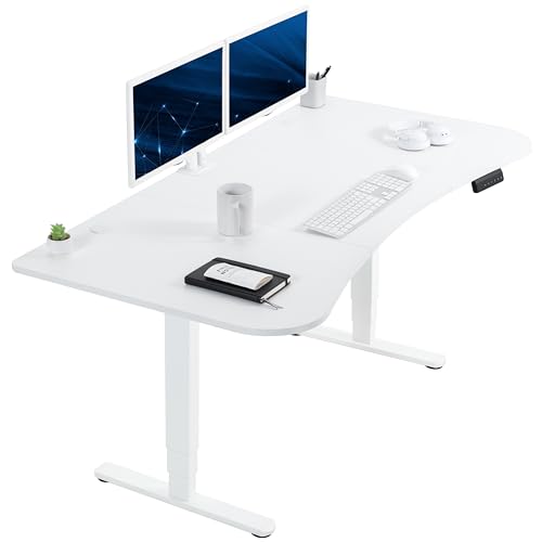 VIVO White 63 x 32 in Standing Desk, DESK-KIT-2W1W | Electric, Dual Motor, Holds 220 lbs, Sit Stand, Height Adjustable, Home Office, Memory Presets, 2B Series, White Frame - color: White Top / White Frame, size: 63 x 32