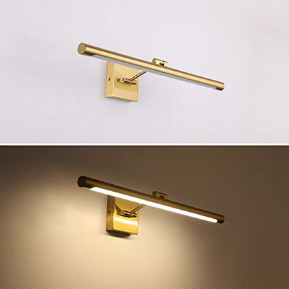 LED Picture Light Fixtures 24.4 Inches, Full Metal Artwork Wall Lamp with Single Swing Arm, 14W (70W Eqv.), Hardwired Connection, Dimmable, 3000K Warm White, CRI95+, Golden-Like Brass Finish - color: Brass, size: Dimmable 24.4" Long