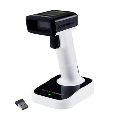 ScanAvenger Wireless Portable 1D with Stand Bluetooth Barcode Scanner: Hand Scanner 3-in-1, Cordless, Rechargeable Scan Gun for Inventory (1D&2D with LCD Display and Upgraded Next Gen Stand) - style: 1D&2D with LCD Display and Upgraded Next Gen Stand