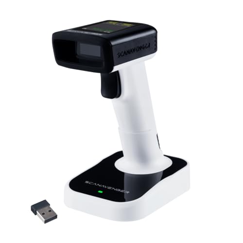 ScanAvenger Wireless Portable 1D with Stand Bluetooth Barcode Scanner: Hand Scanner 3-in-1, Cordless, Rechargeable Scan Gun for Inventory (1D&2D with LCD Display and Upgraded Next Gen Stand) - style: 1D&2D with LCD Display and Upgraded Next Gen Stand