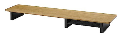 White Oak Wood Desk Shelf for Top of Desk 44 Inch Length Wood Monitor Riser with Middle Shelf - color: Oak