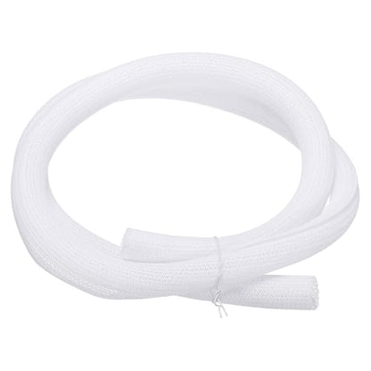MECCANIXITY Split Sleeve Wire Loom 1" 5Ft White Self Wrapping Braided Sleeve UL94-V2 Fireproof PET Sleeving for Automotive, Home Cable Management - color: White, size: 1" x 5Ft