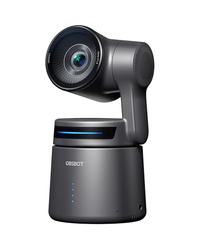 OBSBOT Tail Air NDI Streaming Camera 4K, AI Tracking PTZ Camera with Intelligent APP, Gesture Control, HDMI/USB-C/Wireless Webcam, Video Camera Live Stream for YouTube, Church, Worship, Creator, etc. | Intelligent APP, Gesture Control, HDMI/USB-C/Wireless