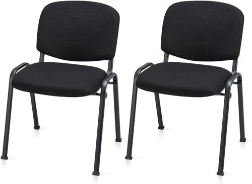 HAPPYGRILL Waiting Room Chairs, Stackable Conference Chairs with Metal Frame, Padded Cushion,Ergonomic Design, Guest Reception Chairs Set for Office, Reception Room, Conference Room, Events (2-Pack) - size: 2-Pack