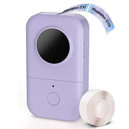 Phomemo D30 Portable Thermal Printer, Bluetooth Mini Label Maker Machine | Lightweight Portable Printer Small Label Maker, Abundant Templates Fonts & Icons for Kids Home School Office, Easy to Use - color: Purple