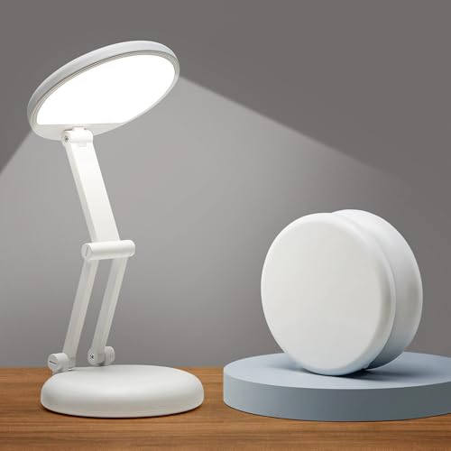 Battery Battery Operated Cordless Rechargeable Lamp - 3600mAh 10 Brightness Wireless LED Desk Table Lamp, Small Mini Portable Battery Powered Light for Home Office, Reading, Nail Light - color: White-Base