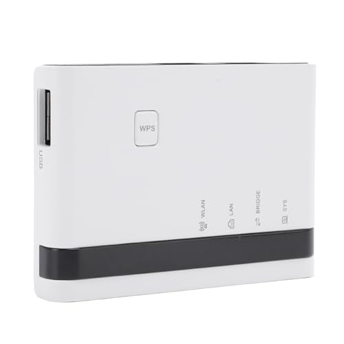 Wireless Print Server with 4 USB Sharing, Multi Mode (Wired / 2.4G WiFi/Standalone), Easy Setup, 100Mbps LAN, Plug and Play for & (White)