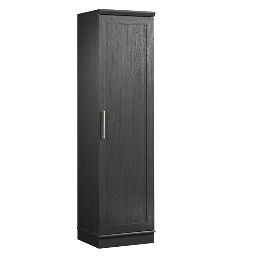 Sauder HomePlus Kitchen Pantry Storage Cabinet Slim Single Door with Adjustable Shelves, Living Room Storage Cabinet, in Raven Oak - color: Raven Oak