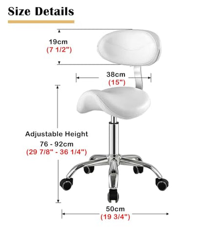 Extra Tall Saddle Chair for Standing Desk, Home Office Ergonomic Chair 30" - 36" Adjustable Height, Gas Rise Saddle Stool with Wheels & Back Support(White) - color: White