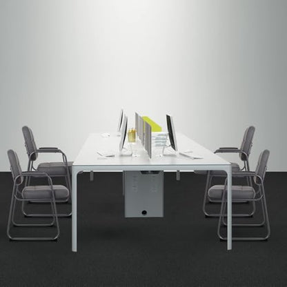 CLATINA Leather Guest Chairs Set of 6, Office Reception with Padded Arms, Desk Chair with Sled Base for Office Conference Waiting Room, Grey - color: Grey-sled Base, size: 6pack