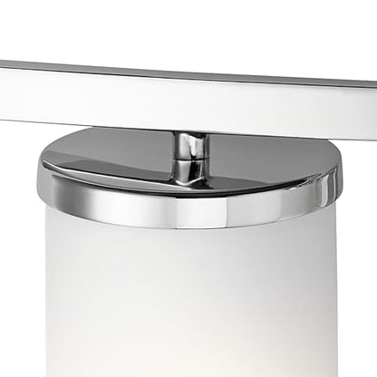 Kichler Crosby 23" Vanity Light in Chrome, 3-Light Contemporary Bathroom Light with Satin Etched Cased Opal Glass, (23" L x 8.75" H), 45497CH | Satin etched cased opal glass vanity light for bathroom mirrors (23" x 8.75" x 6"), 45497CH - color: Chrome, si