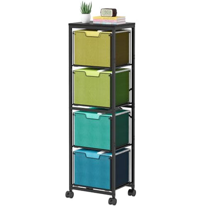 Sbanmao 4 Drawer Rolling File Cabinet, Mobile Filing Cart with Wheels Black - size: 4 Drawers| Vertical