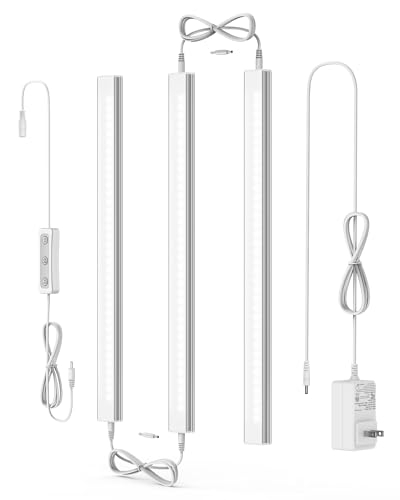 ASOKO Under Cabinet Lighting, 4500K Daylight, 3 Pack 12 inch Linkable - color: Daylight White 4500K, size: Manual switch-3 pack