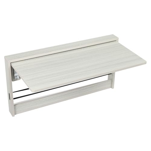 Folding Wall Desk,Space Saving Folding Table,Wall Mounted Drop-Leaf Desk,Floating Computer Table Writing Workstation,Fold Down Laptop Desk,Corner Floating Desk (Light Gray-Rounded Edge, 31.5x16.3) - color: Light Gray-rounded Edge, size: 31.5x16.3"
