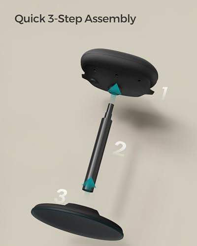 SONGMICS Ergonomic Wobble Stool, Height Adjustable Swivel Balance Chair - color: Ink Black (Fabric Upholstery), size: 16.5"D x 15"W