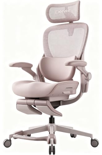 CabLady S2Pro Petite Ergonomic Office Chair for Small Frame | Desk Chair with Adjustable Lumbar, Headrest & Footrest, Space-Saving Flip-Up Armrests for Women