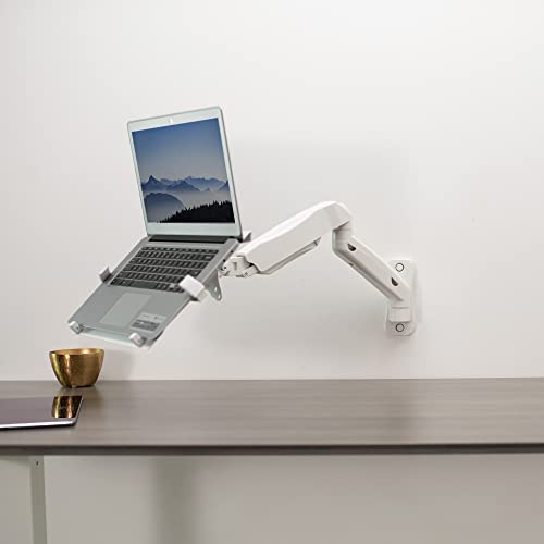 VIVO Height Adjustable Pneumatic Extended Arm Laptop Wall Mount, Full Motion Articulating Notebook Tray, Fits 10 to 15.6 inch Screen, White, MOUNT-V001GLW - color: White