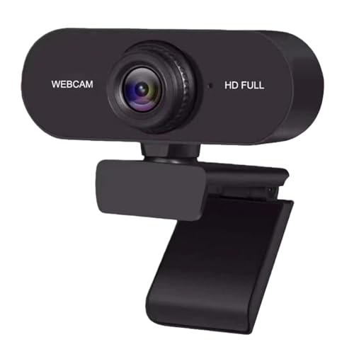 USB 1080P HD Webcam with Built-in Microphone, Rotatable Tripod, Wide-Angle Lens,Privacy Cover, Auto Light Correction, Plug & Play USB-A Webcam for Laptop, Desktop, PC, Streaming-Black