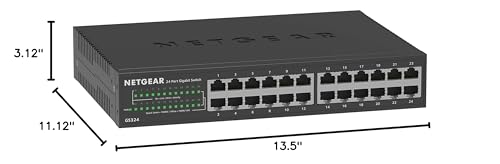 NETGEAR 24-Port Gigabit Ethernet Unmanaged Network Switch (GS324) | Essential Model, Desktop, Wall, or Rack Mount - size: 24 Port