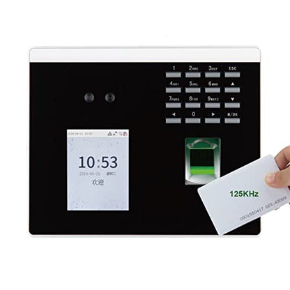 Time Clock, WiFi USB TCP/IP Dynamic Mask Face Facial Fingerprint Recognition Time Attendance Time Clock Door Access Control System for Business, Office(Xface100-id)