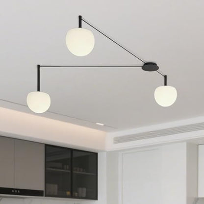 3-Light Black Glass semi Embedded Ceiling Light Suitable for Living Rooms, bedrooms, corridors, Dining Rooms, Dining Rooms, Bubble Ball Ceiling Light (DIY Design is Available) - size: 18in (3-Lights)
