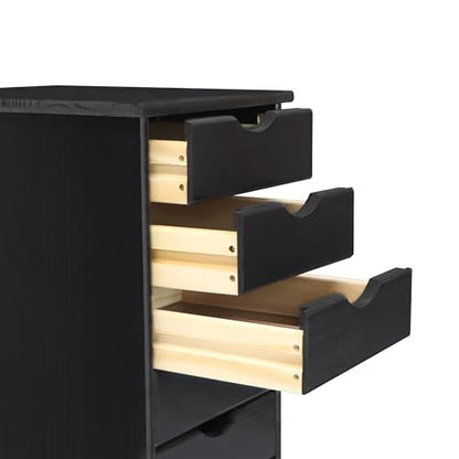 Jela-USA Solid Pine Wood 6 Drawer Rolling Cart, Black - color: Black, style: 6 Drawer