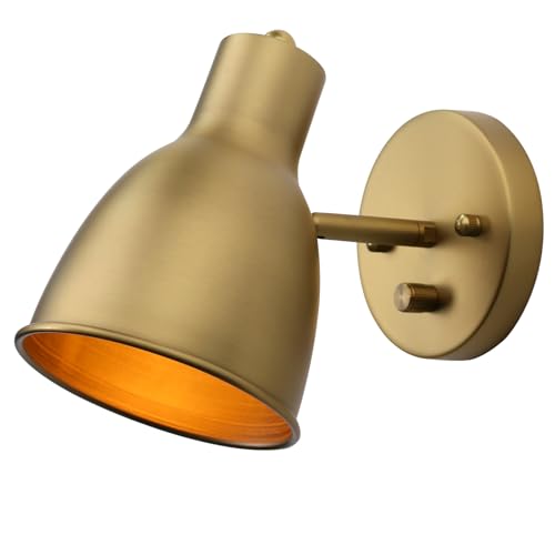 Pathson Dimmable Vintage Metal Wall Sconce - Adjustable Light Head, Hardwired Bedside Vanity Light for Bedroom, Bathroom & Dining Room - color: Brass Type-3