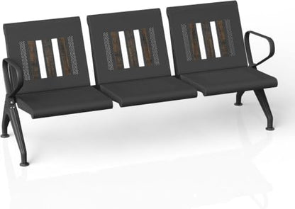 wonline 3-Seat Waiting Room Bench with Arms, Heavy Duty Steel Frame Guest Seating, Office Reception Chairs for Lobby Clinic Hospital Airport Bank Salon - size: 3 Seat