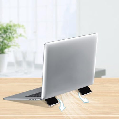 KALLORY 2pcs Portable Laptop Stand Cooling Riser for Notebooks, Foldable Adjustable Black Laptop Rack with Ventilated Support Feet for Desk and Travel Use