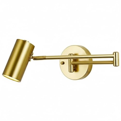 Adjustable Swing Arm Wall Sconce, Metal Folding Wall Lamp, GU10 Task Wall Light Fixture for Bedside Reading, Home Office, Study, Bedroom, Modern Wall Mounted Light Home Parlor(Gold) - color: Gold