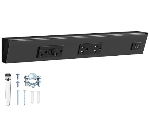 16 in Under Cabinet Power Strip with GFCI Outlet, Hardwire | 20A GFCI + 20A TR Outlet, USB-A & USB-C, Angled Outlet Design, 2500W Rating, Modular No-Cut Extension System, ETL Listed - color: Black, size: 1 Pack