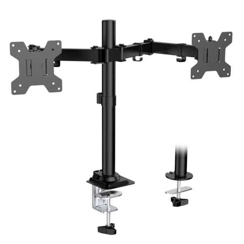 WALI Articulating Dual Monitor Stand for 13-32 inch Screens, 22 lbs per Arm - color: Black (C-Clamp), size: Dual