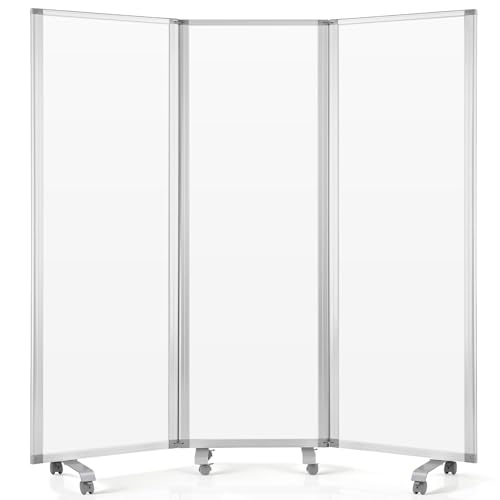 MAKELLO Office Partition 71"x71", Cubicle Room Divider on Wheel, Whiteboard | 3 Panel Foldable Privacy Panel, Writing, Sound Proof, Strong Magnetic, Freestanding, Room Partition for Office, Home, School - color: Whiteboard