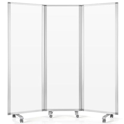 MAKELLO Office Partition 71"x71", Cubicle Room Divider on Wheel, Whiteboard | 3 Panel Foldable Privacy Panel, Writing, Sound Proof, Strong Magnetic, Freestanding, Room Partition for Office, Home, School - color: Whiteboard