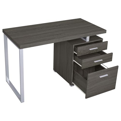 Coaster Brennan 47-Inch Rectangular 3-Drawer Desk, Weathered Grey 800520 - color: Weathered Grey