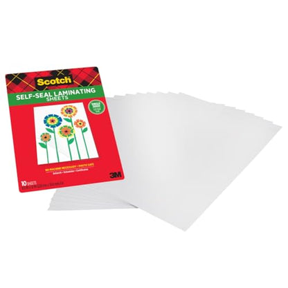 Scotch Self-Seal Single-Sided Laminating Sheets, Letter Size 9 in x 12 in