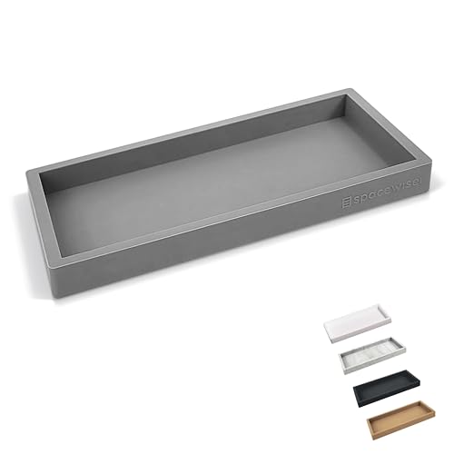Spacewiser Countertop and Vanity Tray - Small 7.7" Silicone Tray for Soap Dispenser Bottles, Bathroom Trays, Kitchen Sink Soap Trays, Sink Caddy Kitchen Sinks Organizer, Soaps Dish & Sponge Holder Mat - color: Modern Gray, size: Small 7.7”