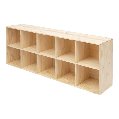 10 Cube Storage Organizer - Solid Wood Bookshelf for Bedroom, Living Room | Vertical or Horizontal Bookshelf Organizer | Open Book Shelf | Easy Assembly | 59.06''Lx11.81''Wx23.62''H (10-Cube) - size: 10-Cube