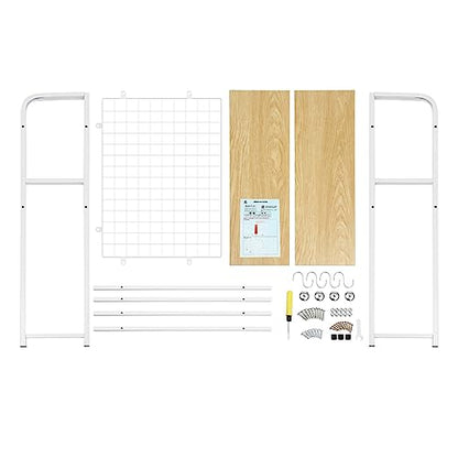 Desktop Bookcase Bookshelf Desk Hutch, 2-Tier Multipurpose Countertop Display Shelf, Adjustable Computer Desktop Rack Organizer for Home Office Dorm Use (White)