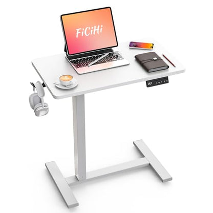 FiCiHi 28"x 16" Electric Standing Desk, Mobile Sit Stand Up Desk, White - color: White, size: 28" x 16"
