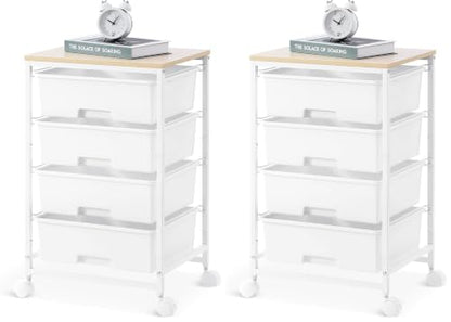 SYKIARIOL Rolling Cart with Drawers, 4-Drawer Utility Cart, Bright White (Pack of 2) - color: Bright White, size: 4 Drawers (Pack of 2)
