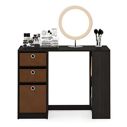 FURINNO Computer Study Writing Desk, Espresso, Model:15110EXBR - color: Espresso, size: With Bin Storage, 39.4 in. x 15.7 in.